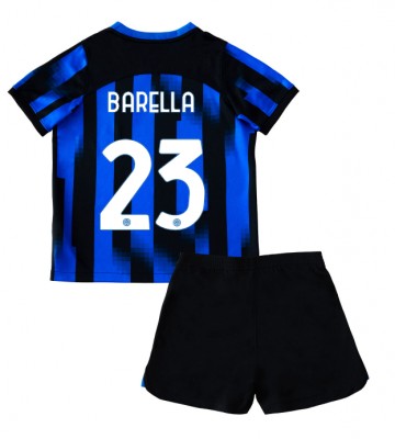 Inter Milan Nicolo Barella #23 Primera Equipación Niños 2023-24 Manga Corta (+ Pantalones cortos)